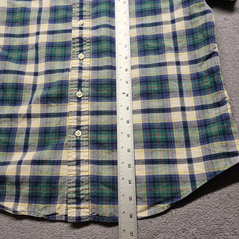 Polo Ralph Lauren Plaid Shirt Mens M Blue Green Yellow Short Sleeve Classic Fit